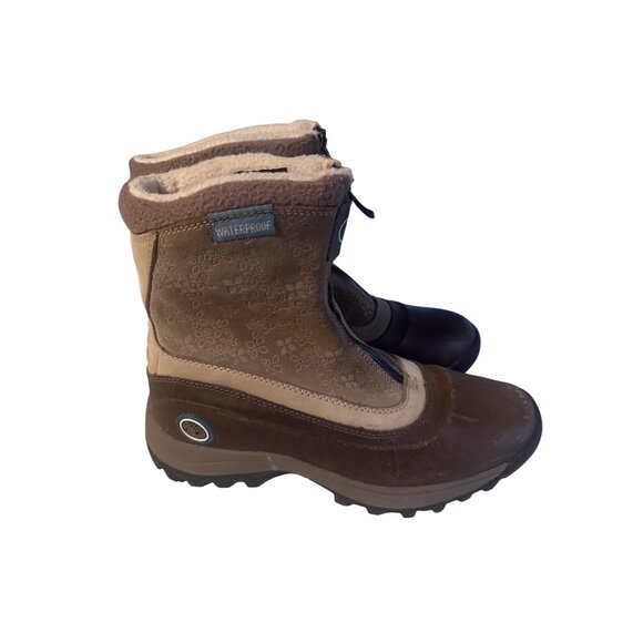 Timberland Brown floral leather thermolite waterproof boots size 7M